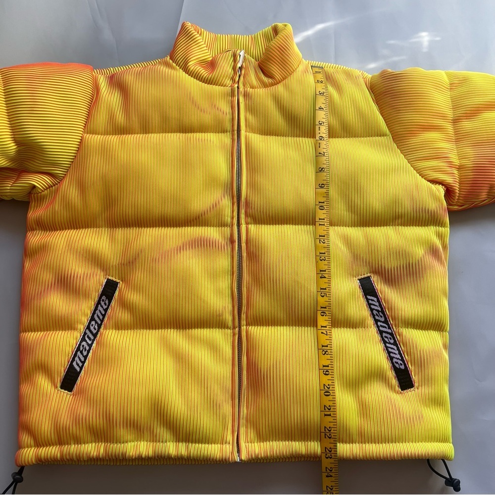 MadeMe New York Lenticular Yellow Mesh Puffer Coat Women Small - Picture 10 of 10